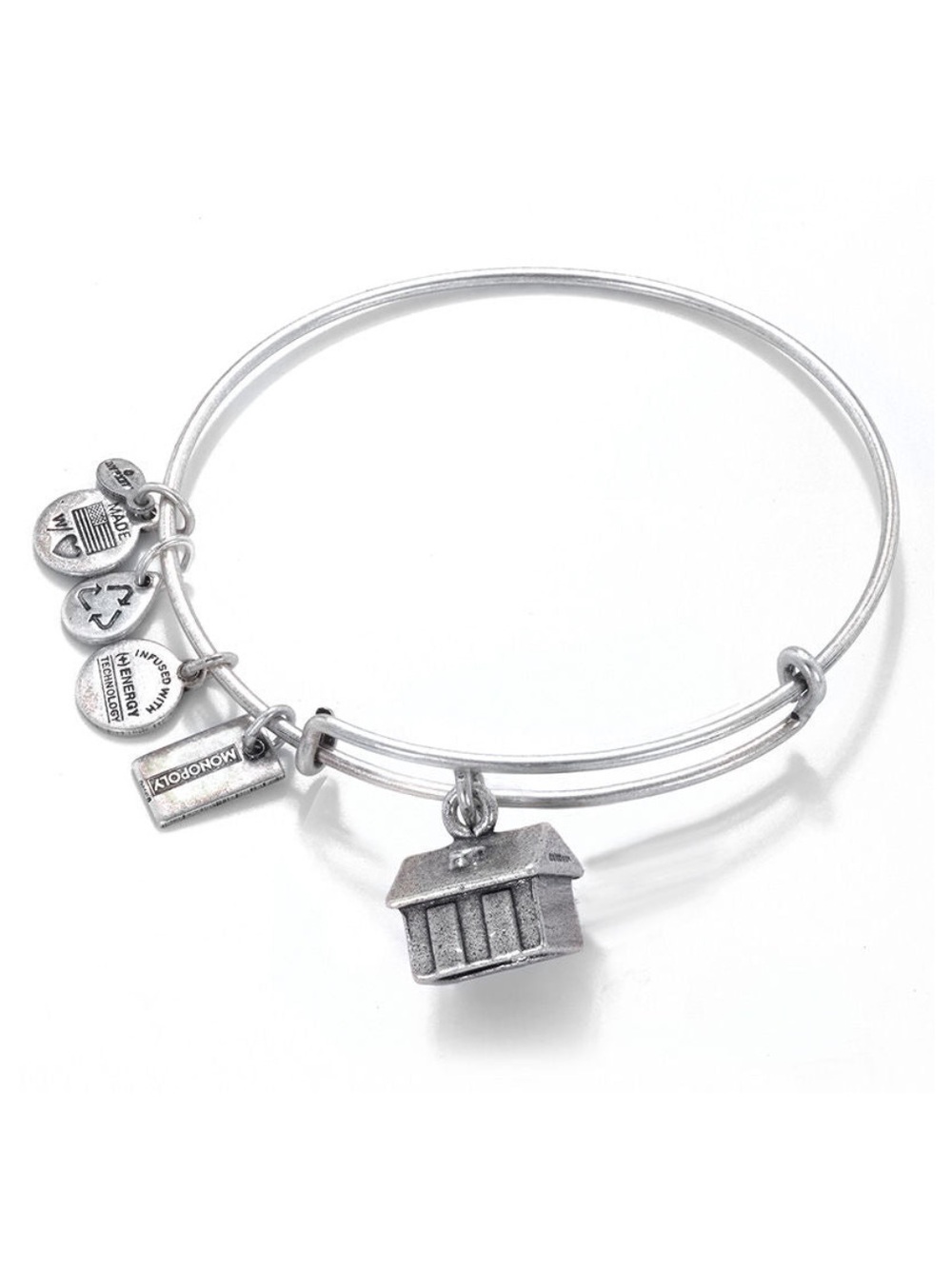 RETIRED! Alex and Ani Monopoly House Charm Bangle Bracelet - Silver